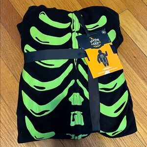 Men’s Black and Green Skeleton Onesie Size XL